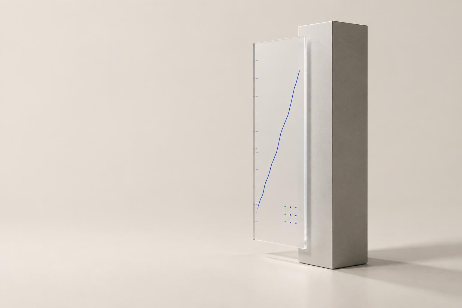 Courbe de données prédictives bleue traversant des plans de verre, illustration de l’intelligence artificielle sur mesure